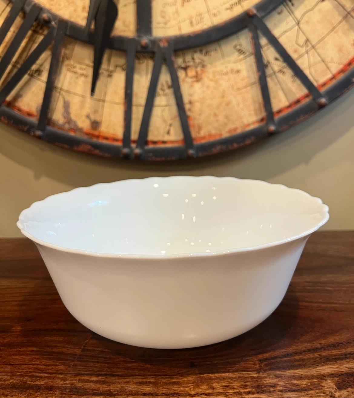 Vintage Bormioli Rocco White Opal Glass Serving Bowl