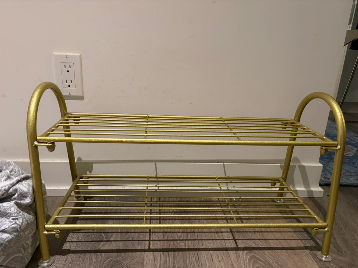 Gold Metal Two-Tier Shoe Rack