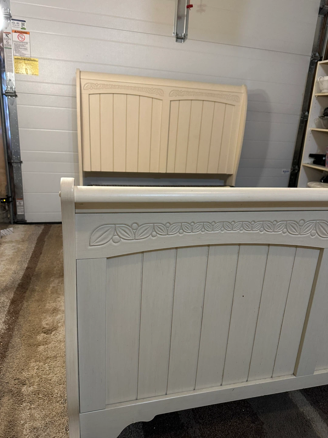 Double size Cream Wooden Sleigh Bed Frame – Box Spring Included - photo 3