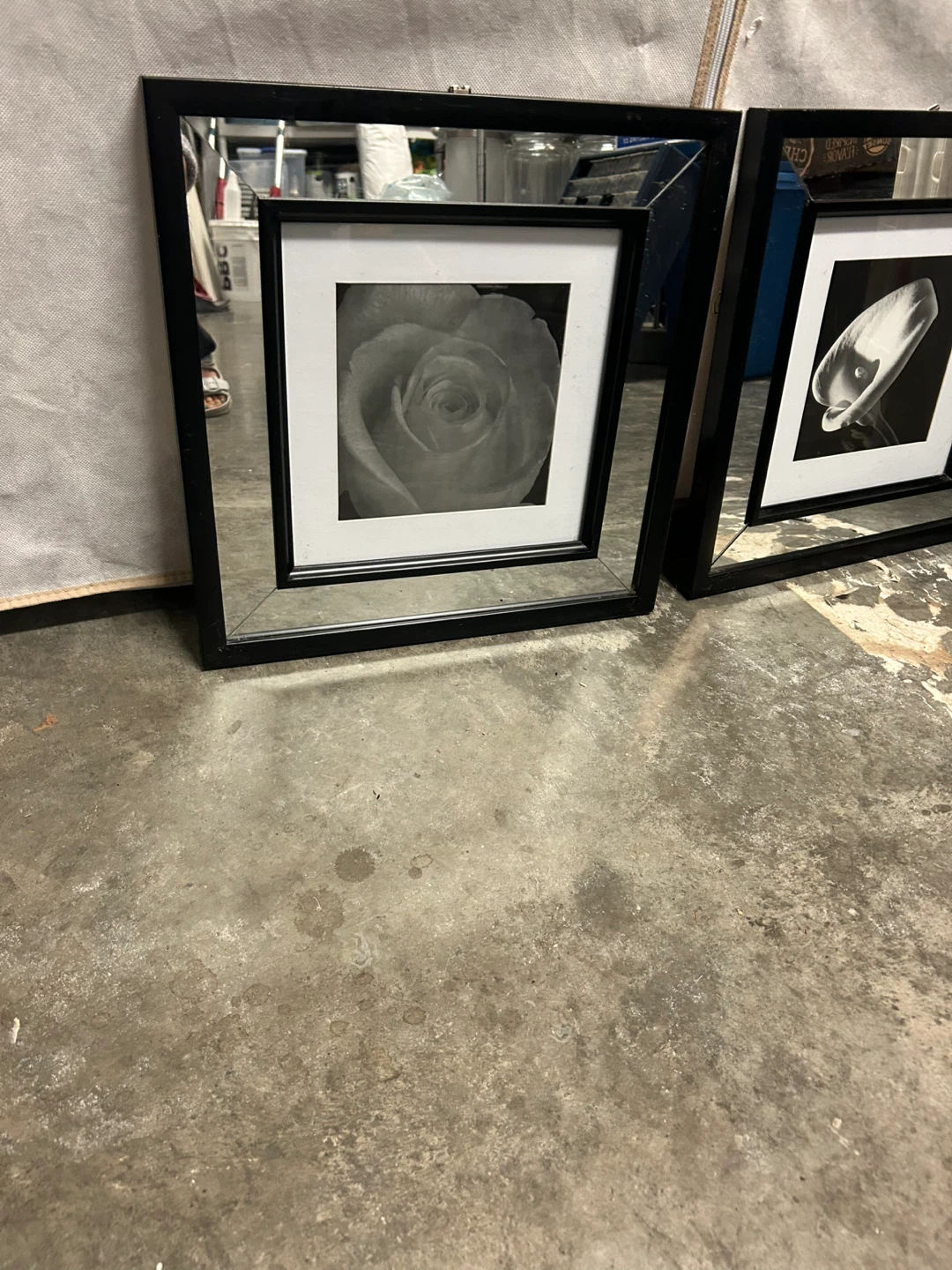 Set of 2 Black Framed Floral Mirror Wall Art - photo 2