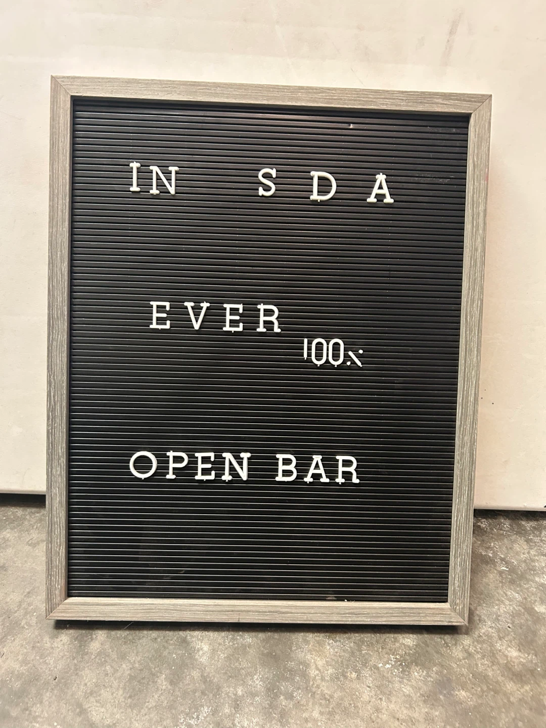 Grey Framed Letter Board with White Letters