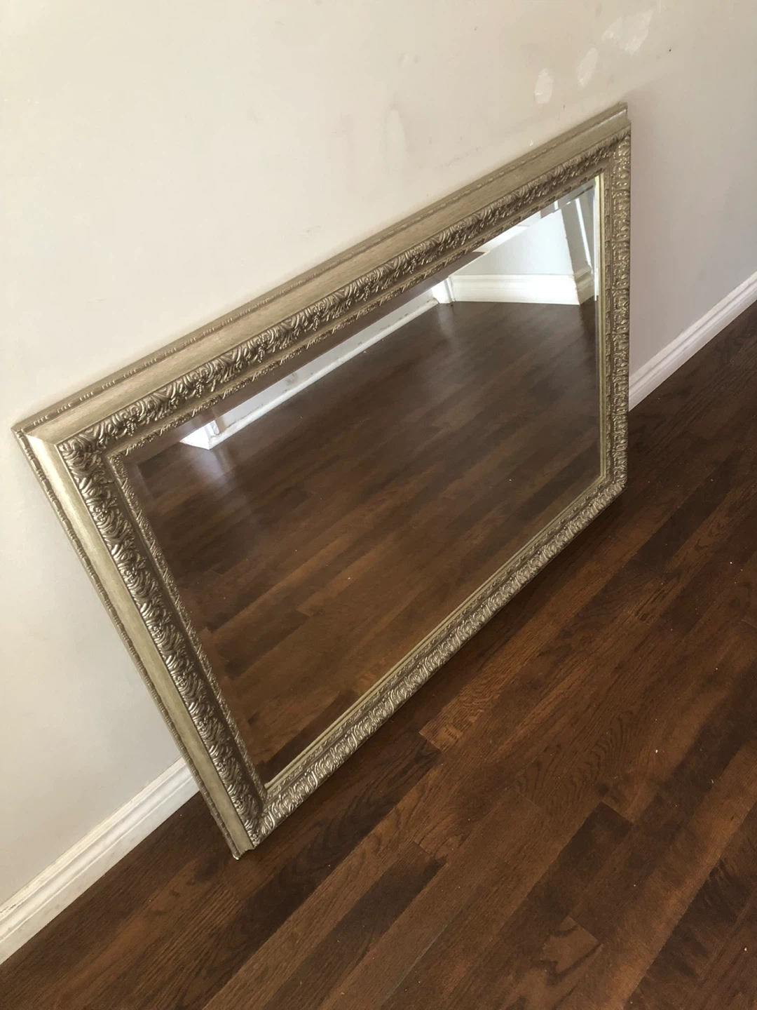 Large Ornate Silver Wall Mirror
