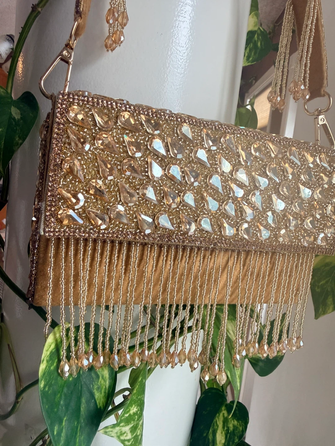 Gold Beaded Evening Clutch