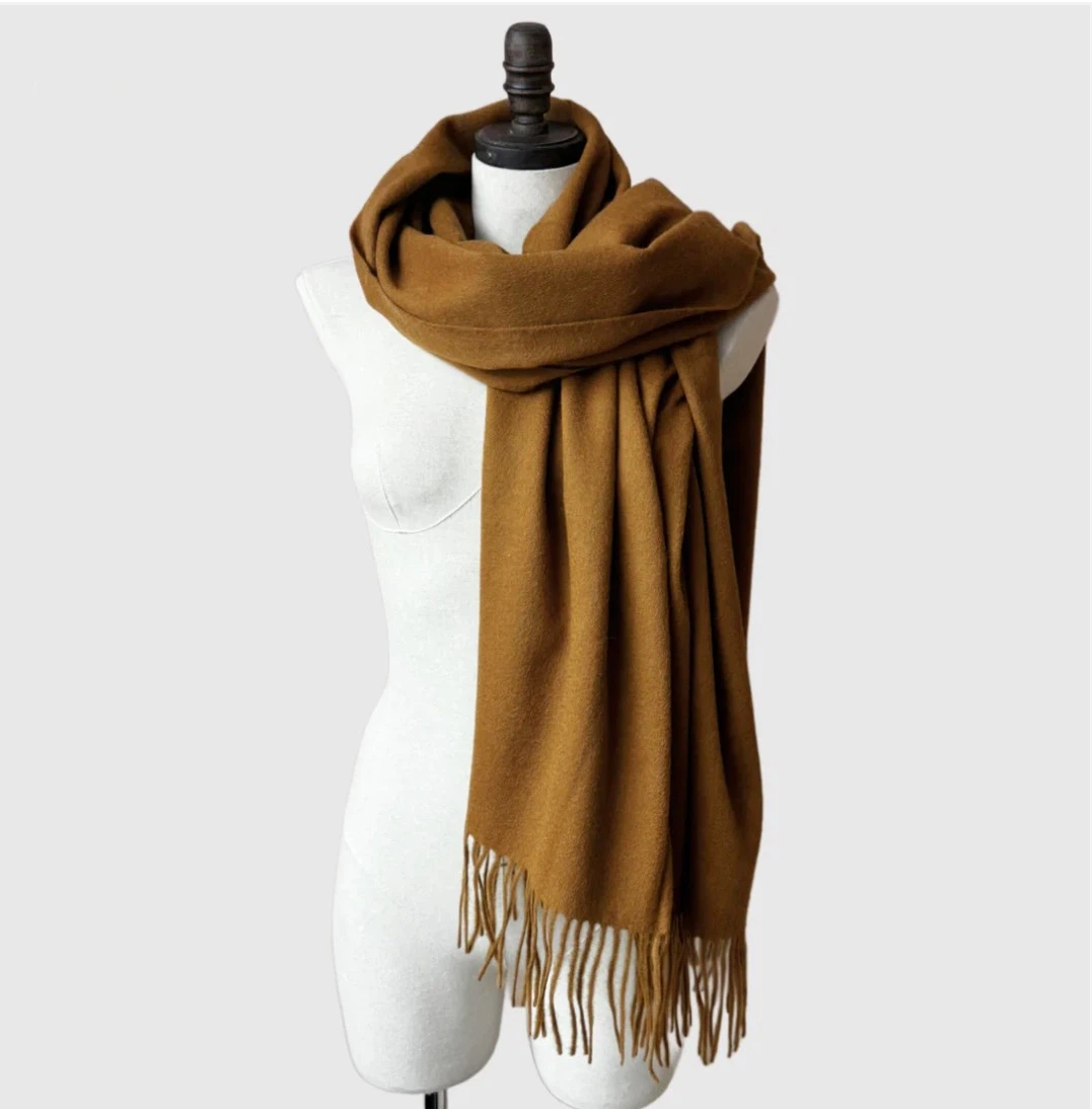 🏈Solid Mustard Wool-Blend Scarf