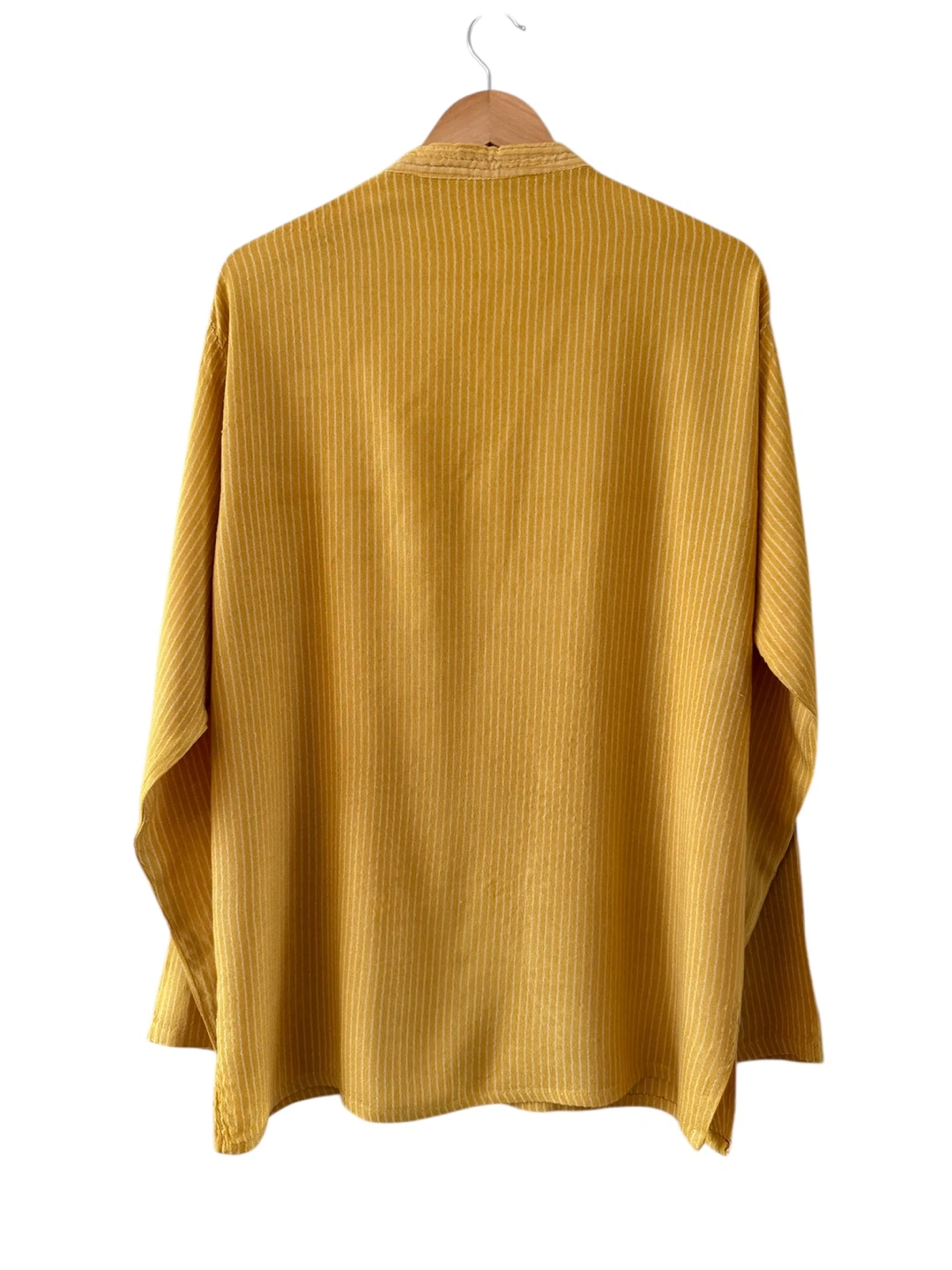 🏈Linen-Blend Yellow Striped Long-Sleeve Shirt - photo 3