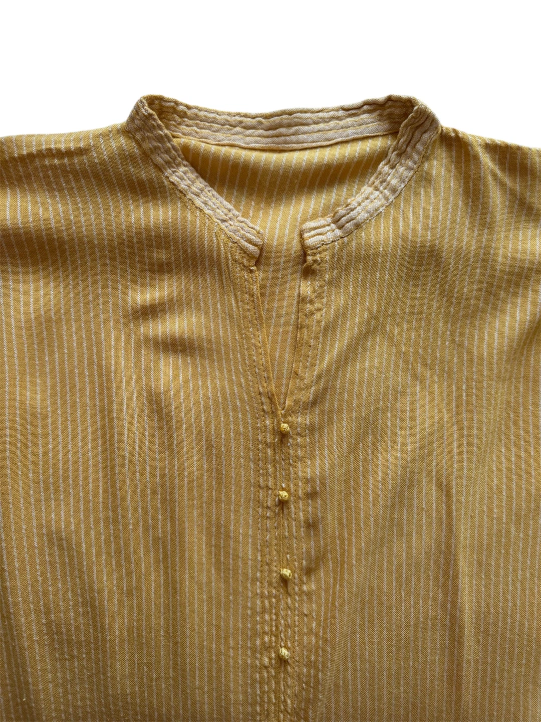 🏈Linen-Blend Yellow Striped Long-Sleeve Shirt - photo 4