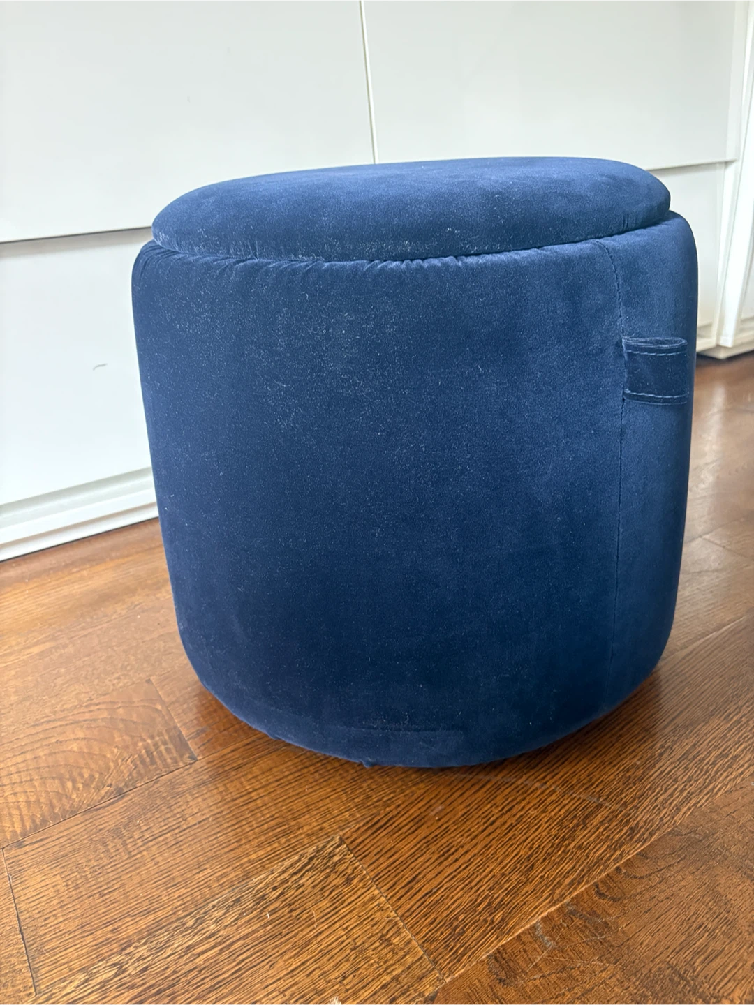 Blue Velvet Storage Ottoman