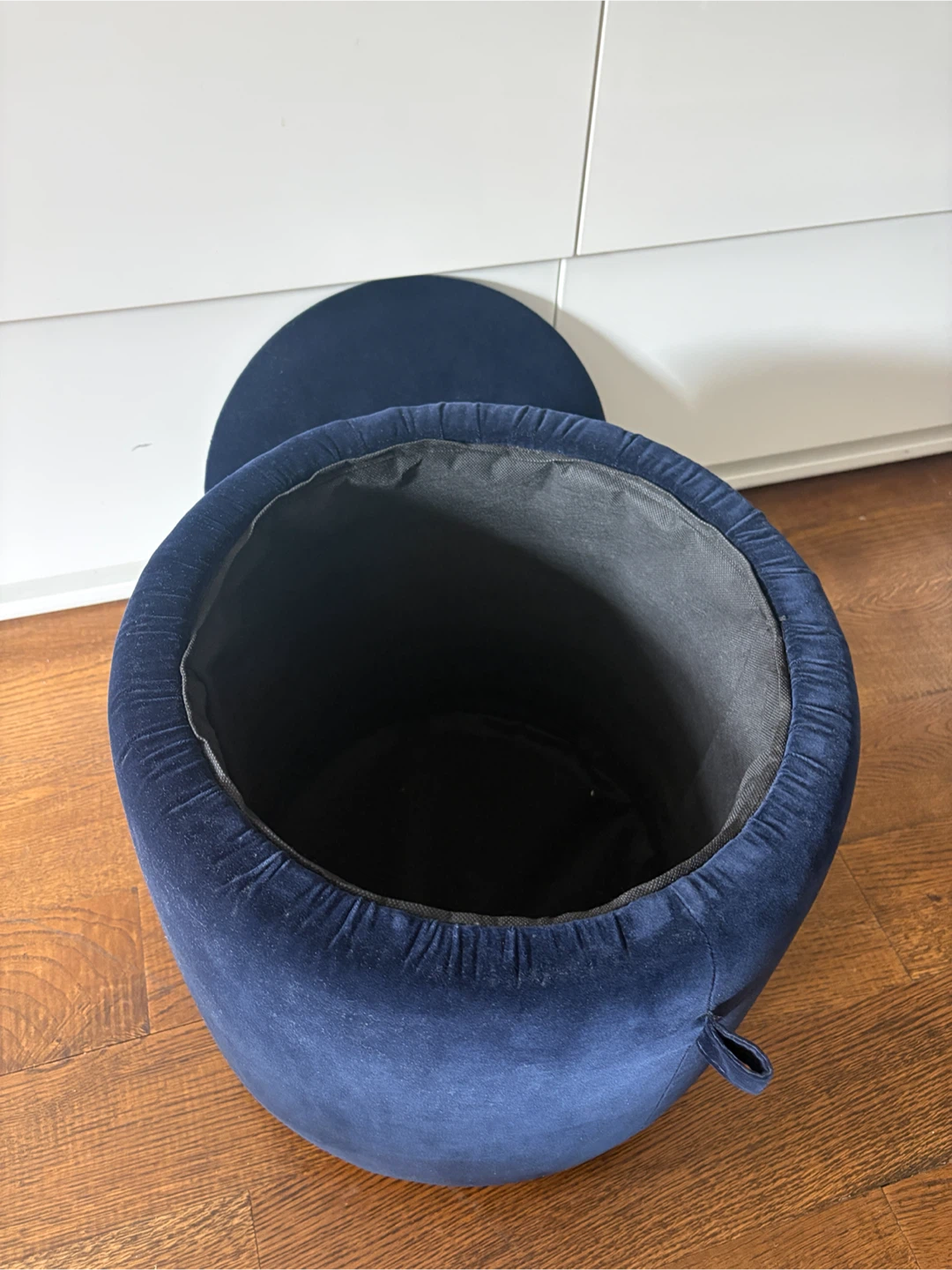 Blue Velvet Storage Ottoman - photo 3
