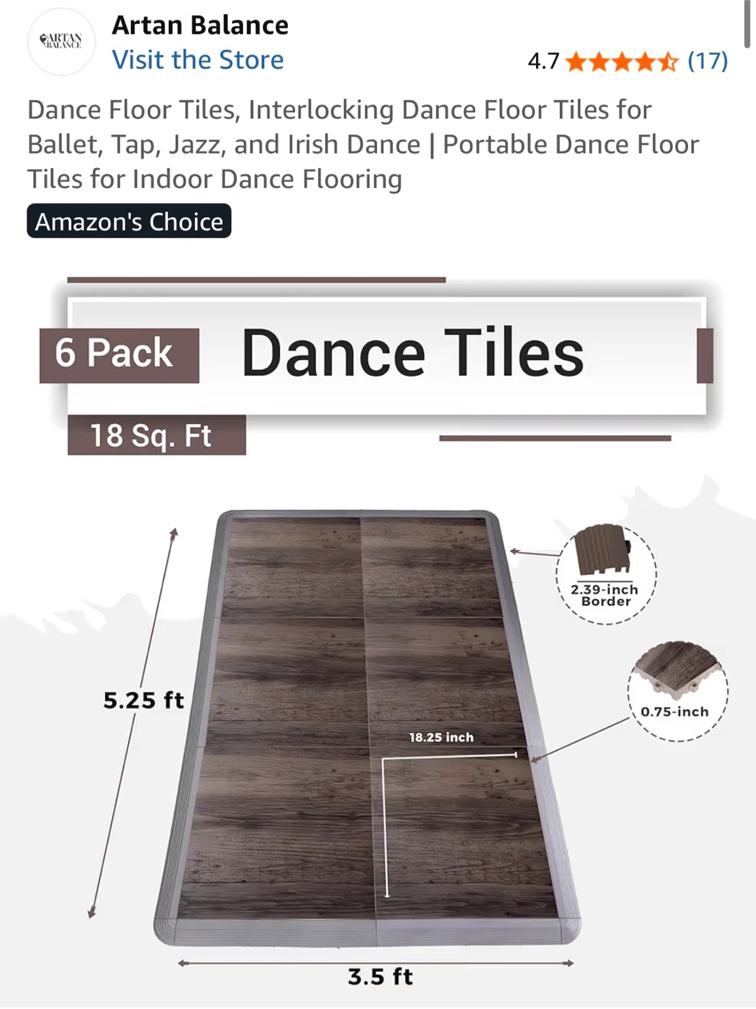 🏈 Interlocking Dance Floor Tiles 6-Pack