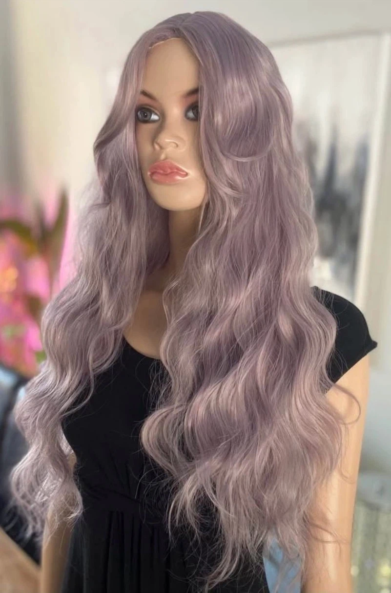 🏈 NEW Icy Lilac Purple Synthetic Wig w Bangs 2250 - photo 2