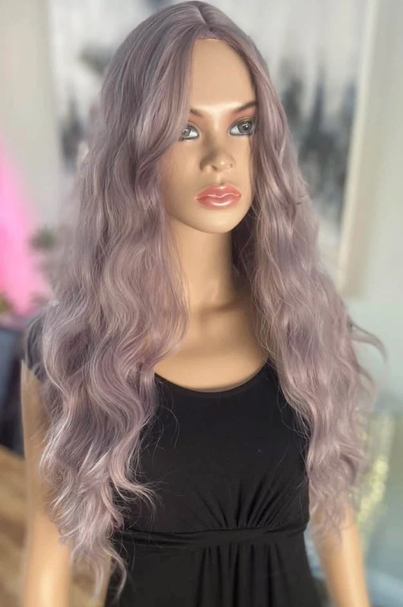 🏈 NEW Icy Lilac Purple Synthetic Wig w Bangs 2250 - photo 3