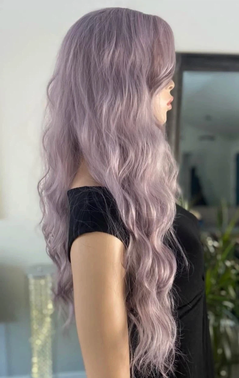 🏈 NEW Icy Lilac Purple Synthetic Wig w Bangs 2250 - photo 4