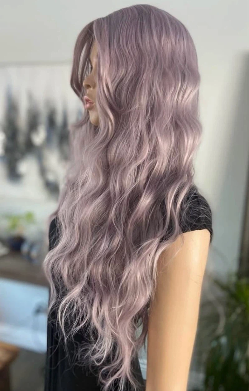 🏈 NEW Icy Lilac Purple Synthetic Wig w Bangs 2250 - photo 5