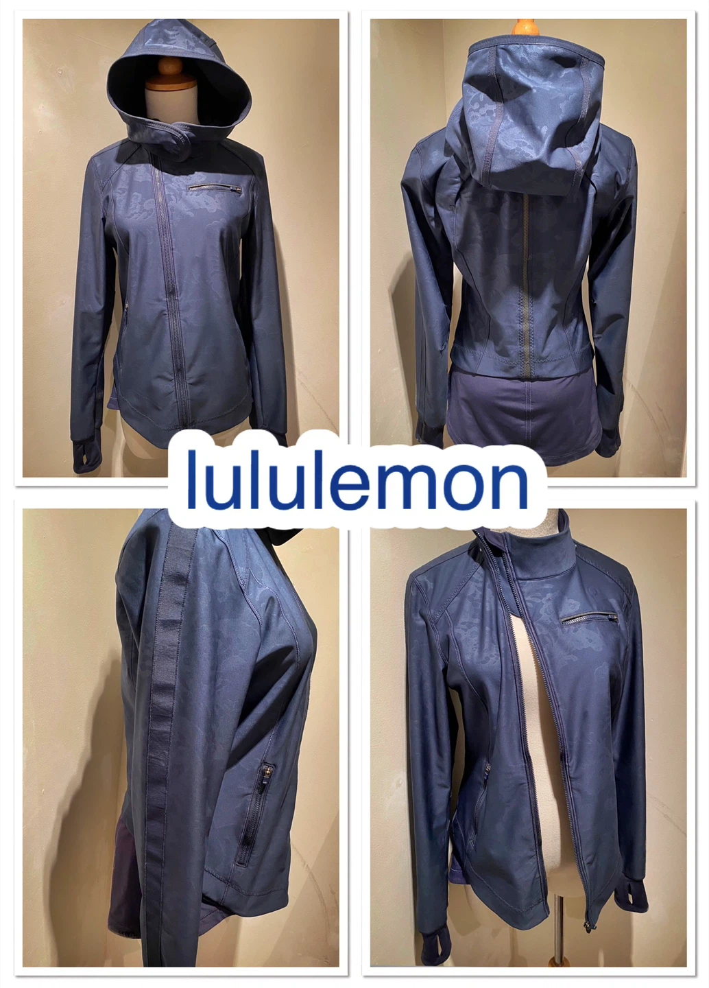⭐️NEW lululemon navy blue patterned jacket with removable hood
