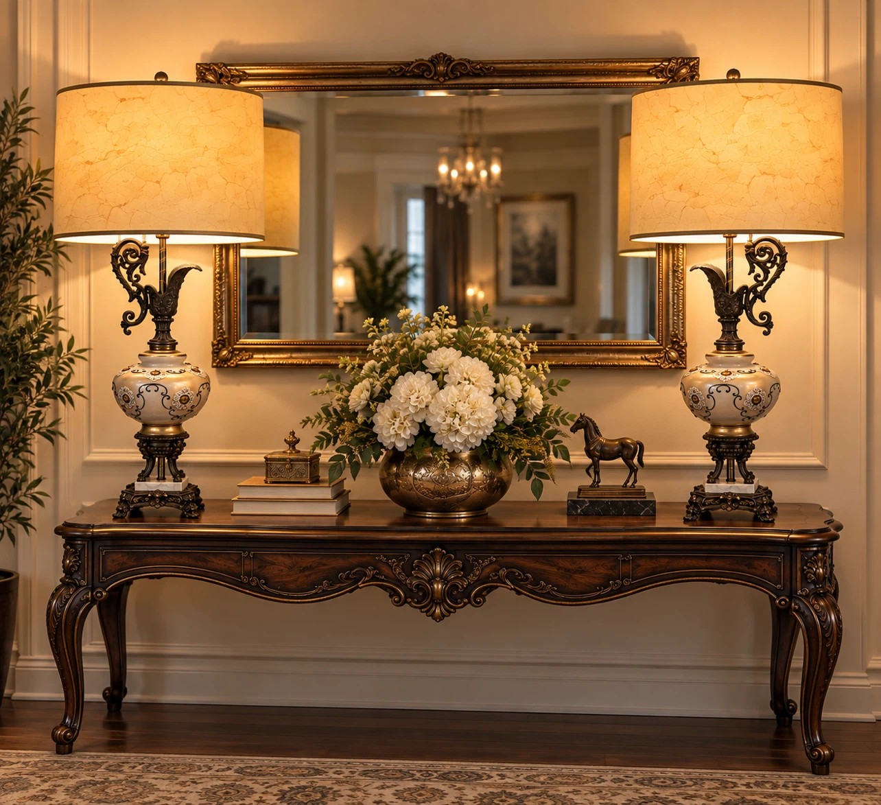 Set of Two Vintage-Style Ornate Table Lamps