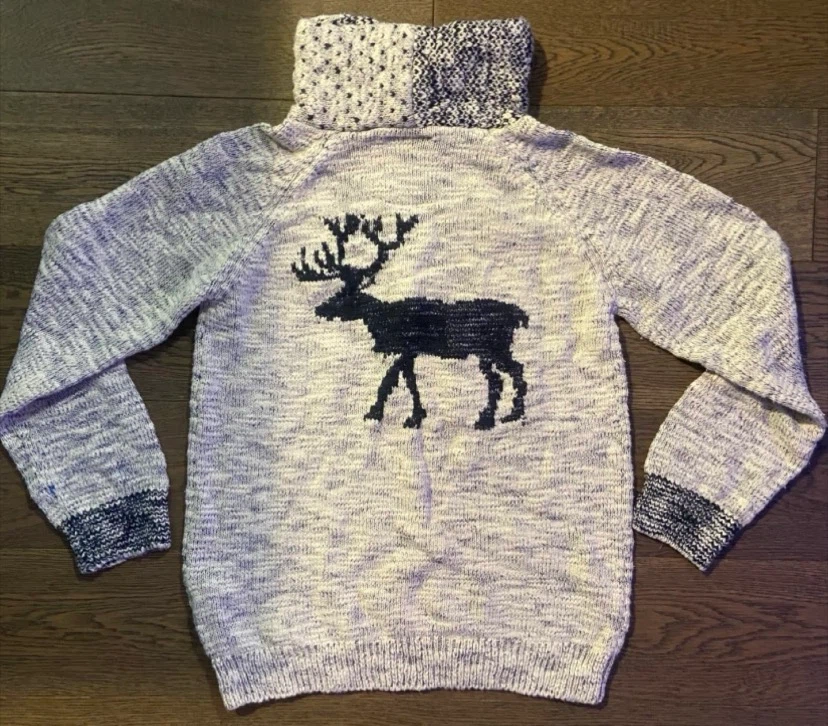 🏈 EUC Boys Winter Zara Knit Reindeer Sweater Size 8 🏈