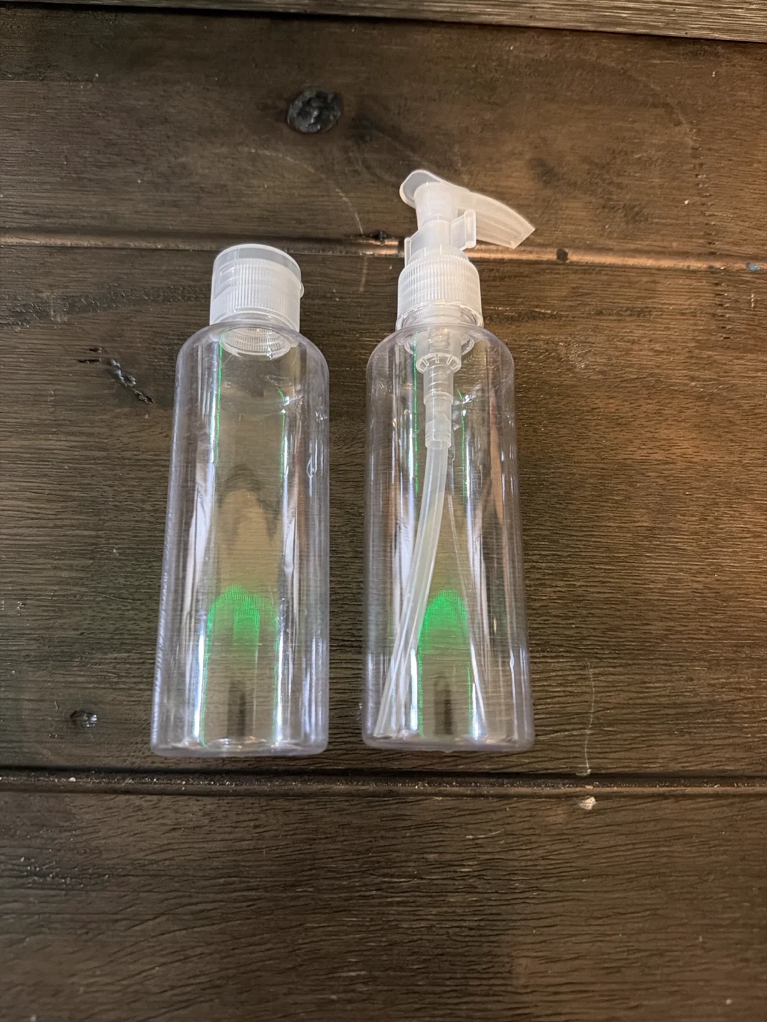 🏈 Set of Two Empty Clear Plastic Bottles