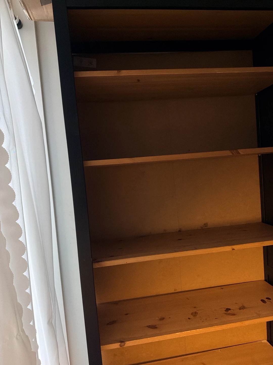IKEA Tall Black Bookshelf with Wooden Shelves - photo 2