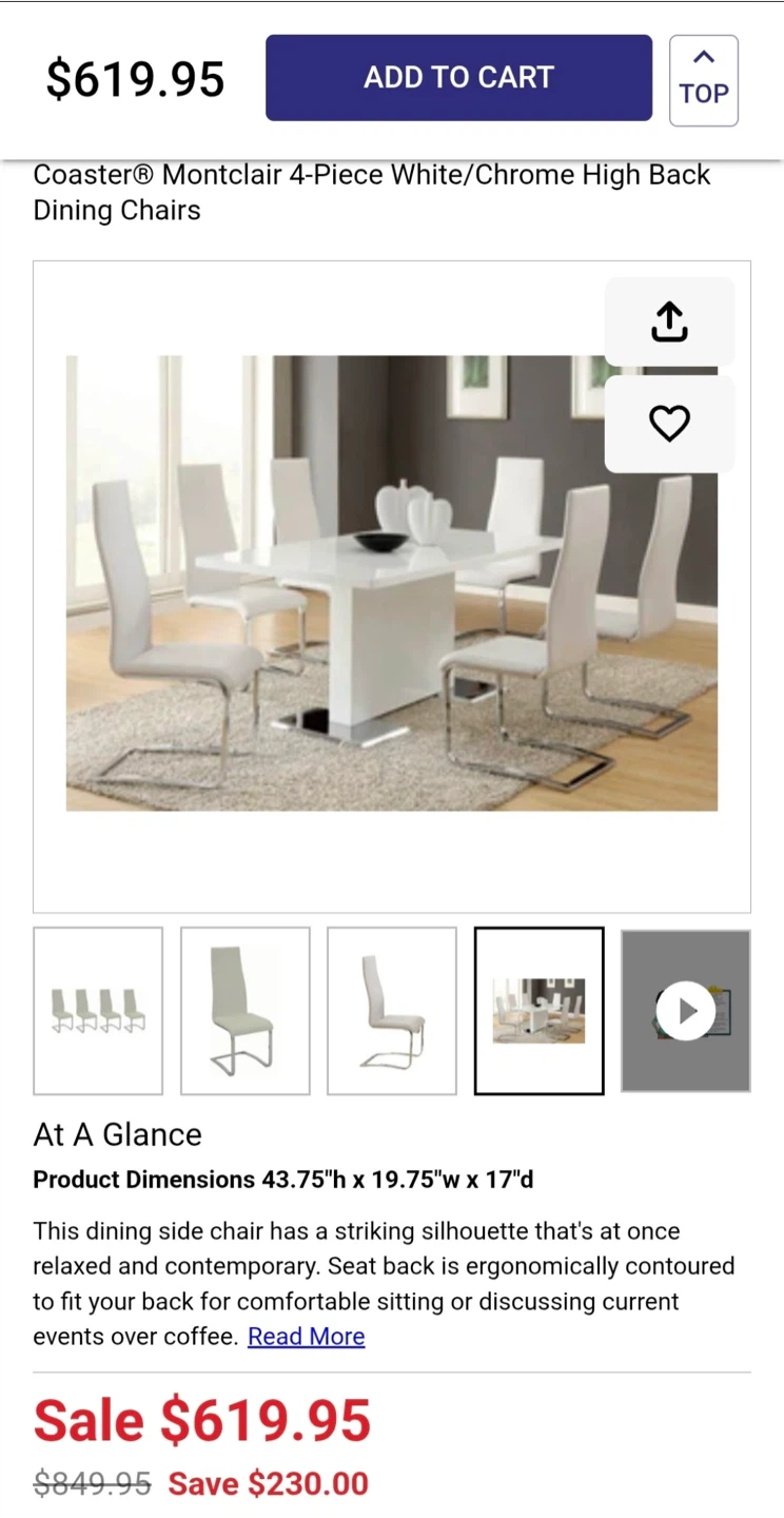 New in box!! Coaster Montclair White Dining Chairs - Set of 4 - photo 2