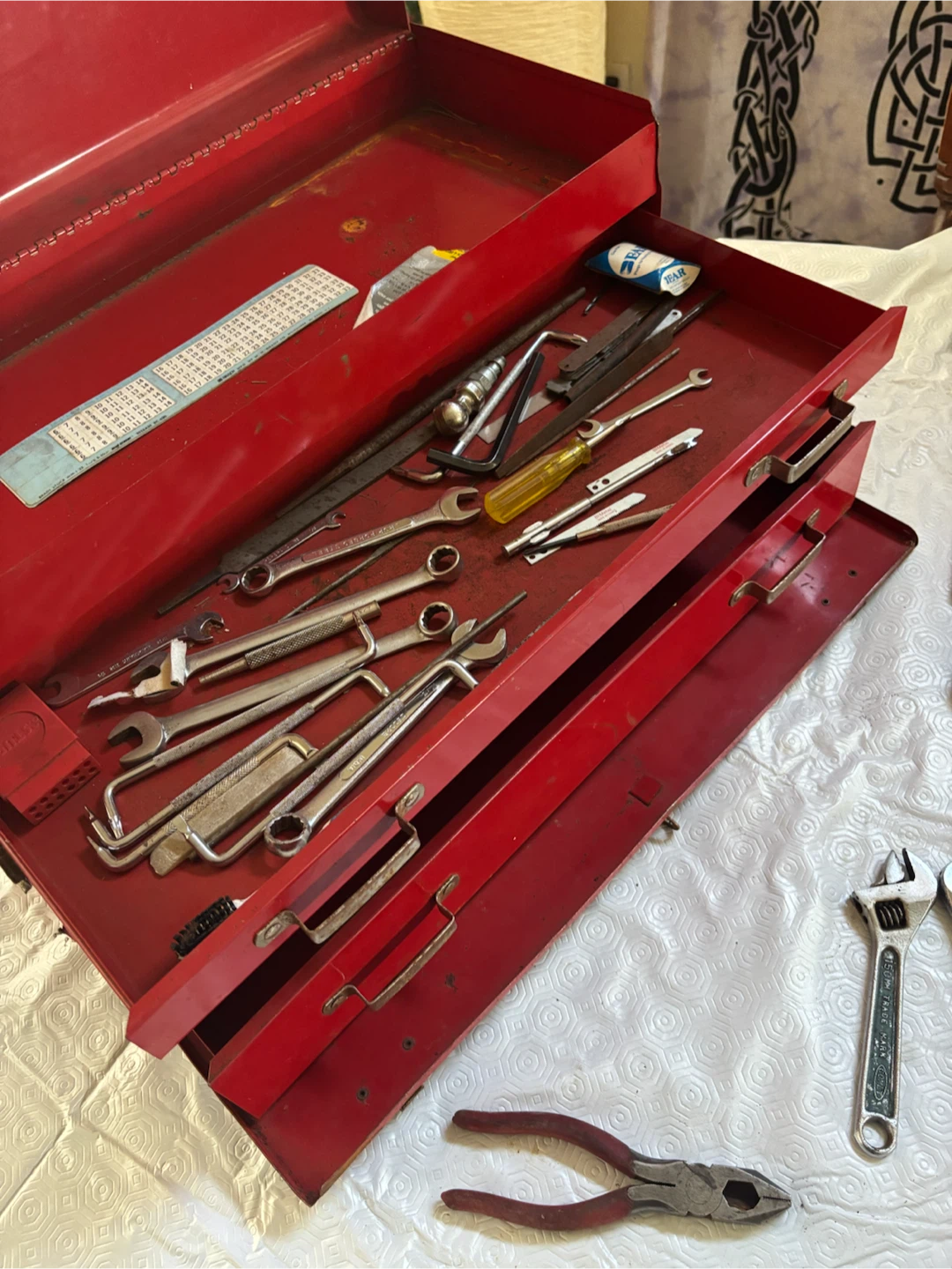 Red Metal Toolbox with Assorted Hand Tools - photo 5