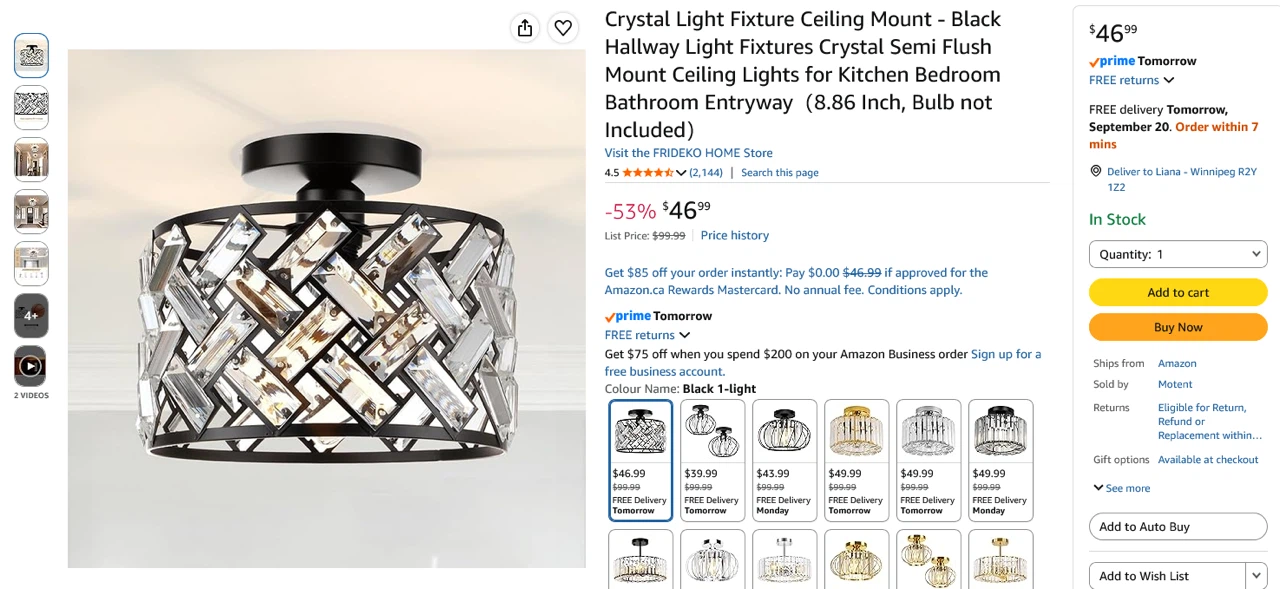 3 BRAND NEW •Sealed• CRYSTAL MountCeilingLights • $100 Retail