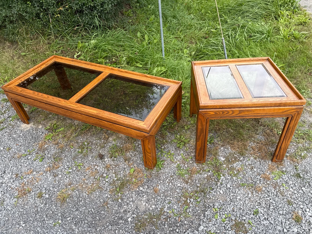 Oak Coffee and Side Table Set