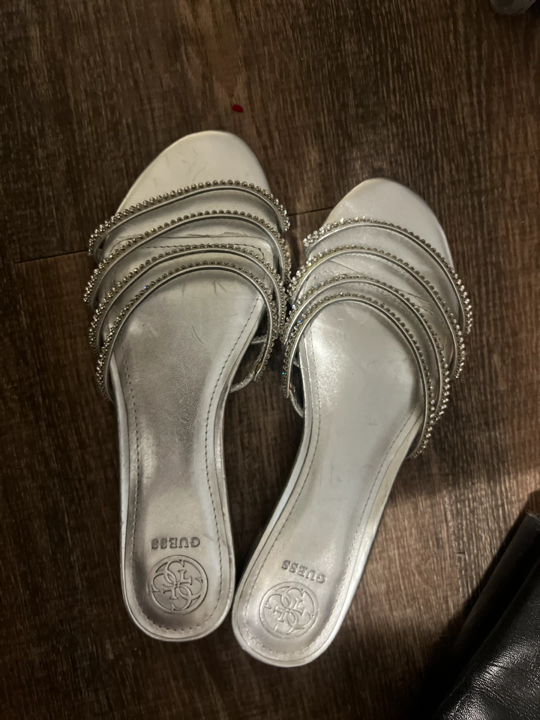 Guess Silver Rhinestone Sandals - photo 4