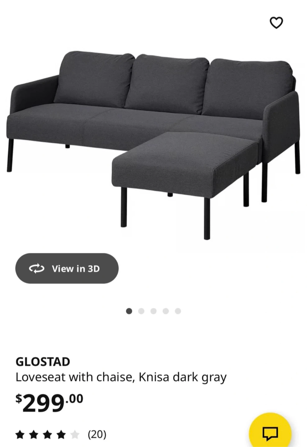 IKEA GLOSTAD Loveseat with chaise, Knisa dark gray - photo 3