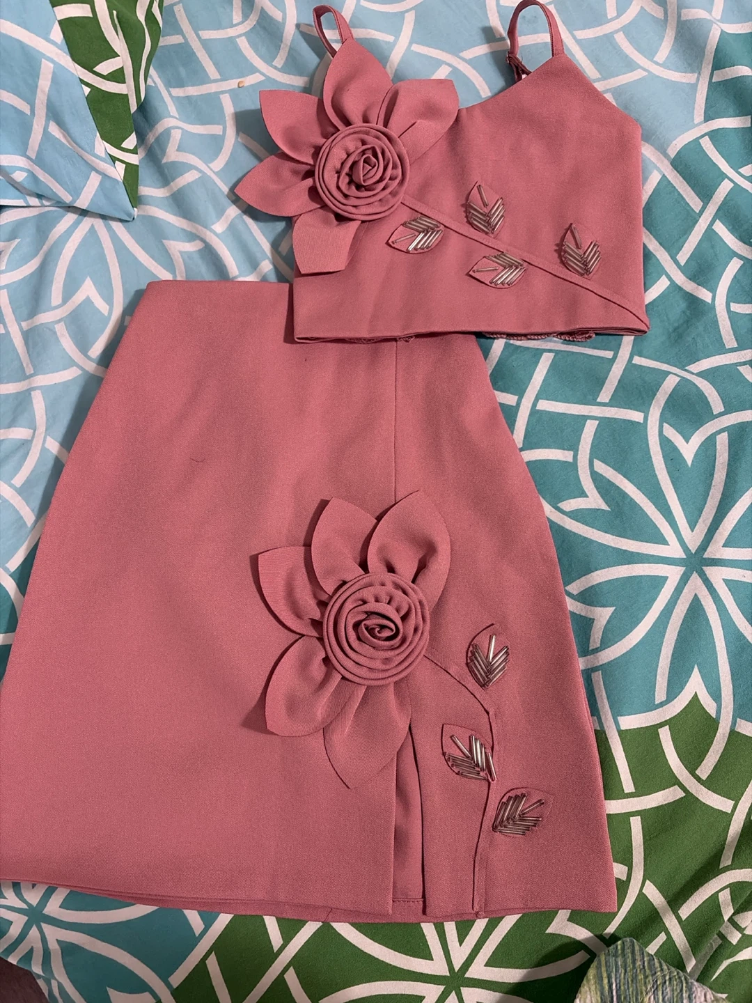 Pink floral two-piece set
