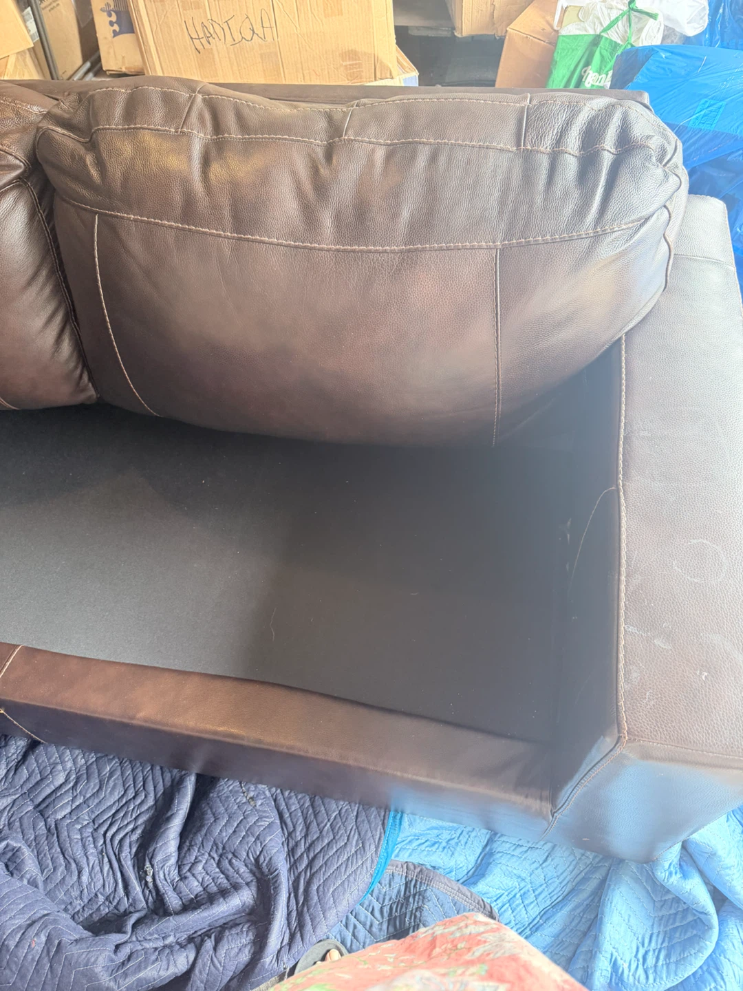 Dark Brown Leather Sofa - photo 3