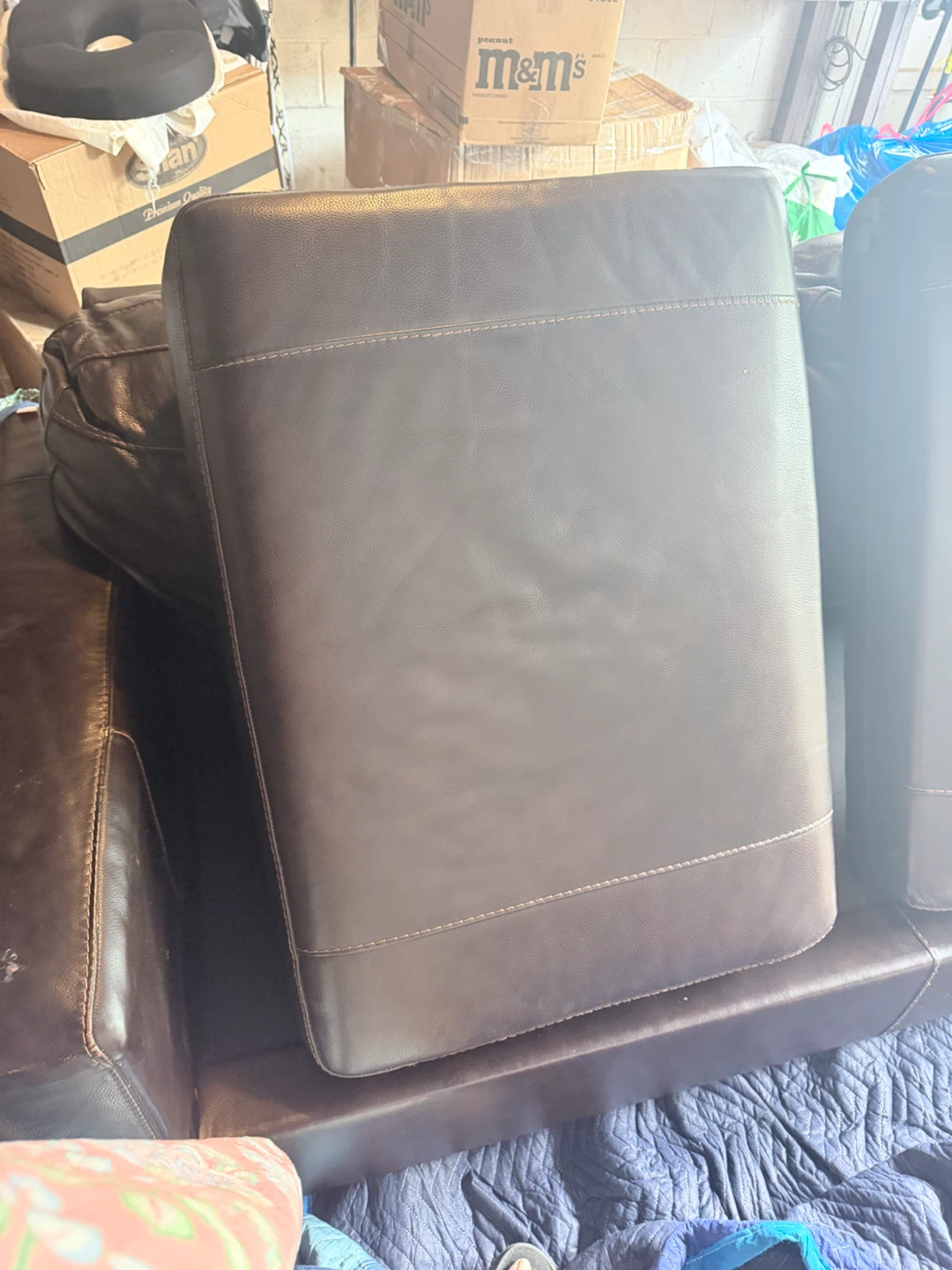 Dark Brown Leather Sofa - photo 5