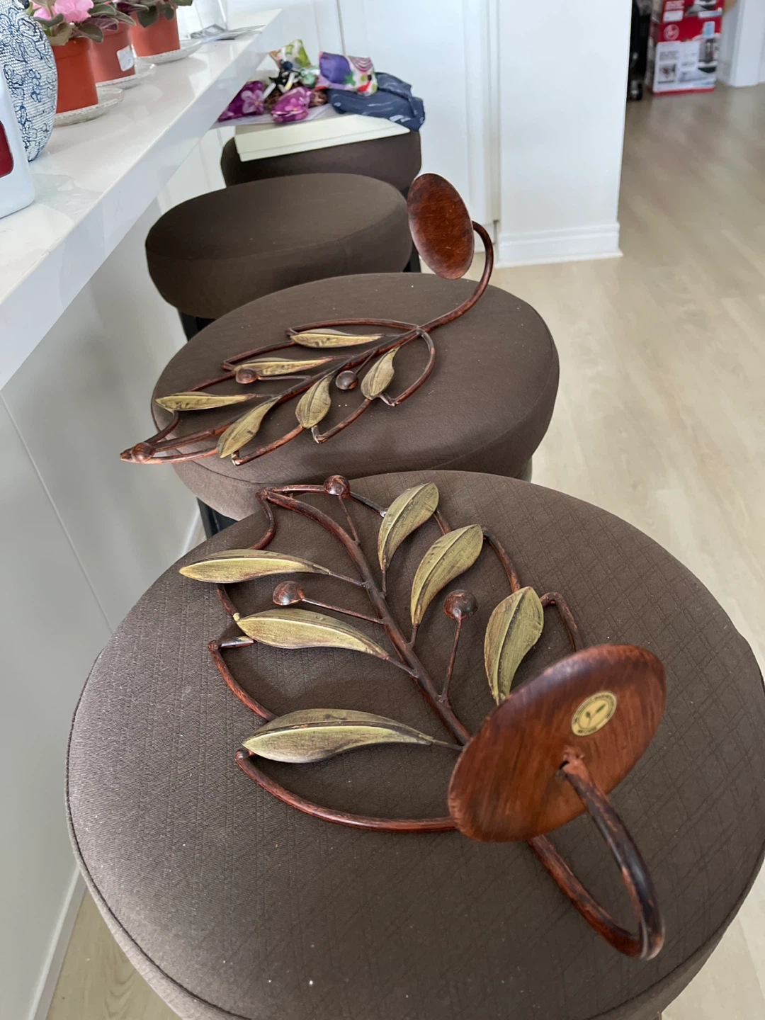 Set of 2 Leaf Wall Candle Sconces - photo 3
