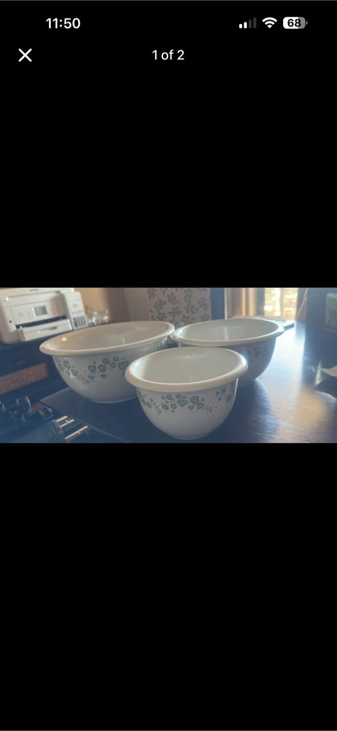Vintage Corelle CALLAWAY IVY PATTERN Piece Mixing Bowls - photo 2