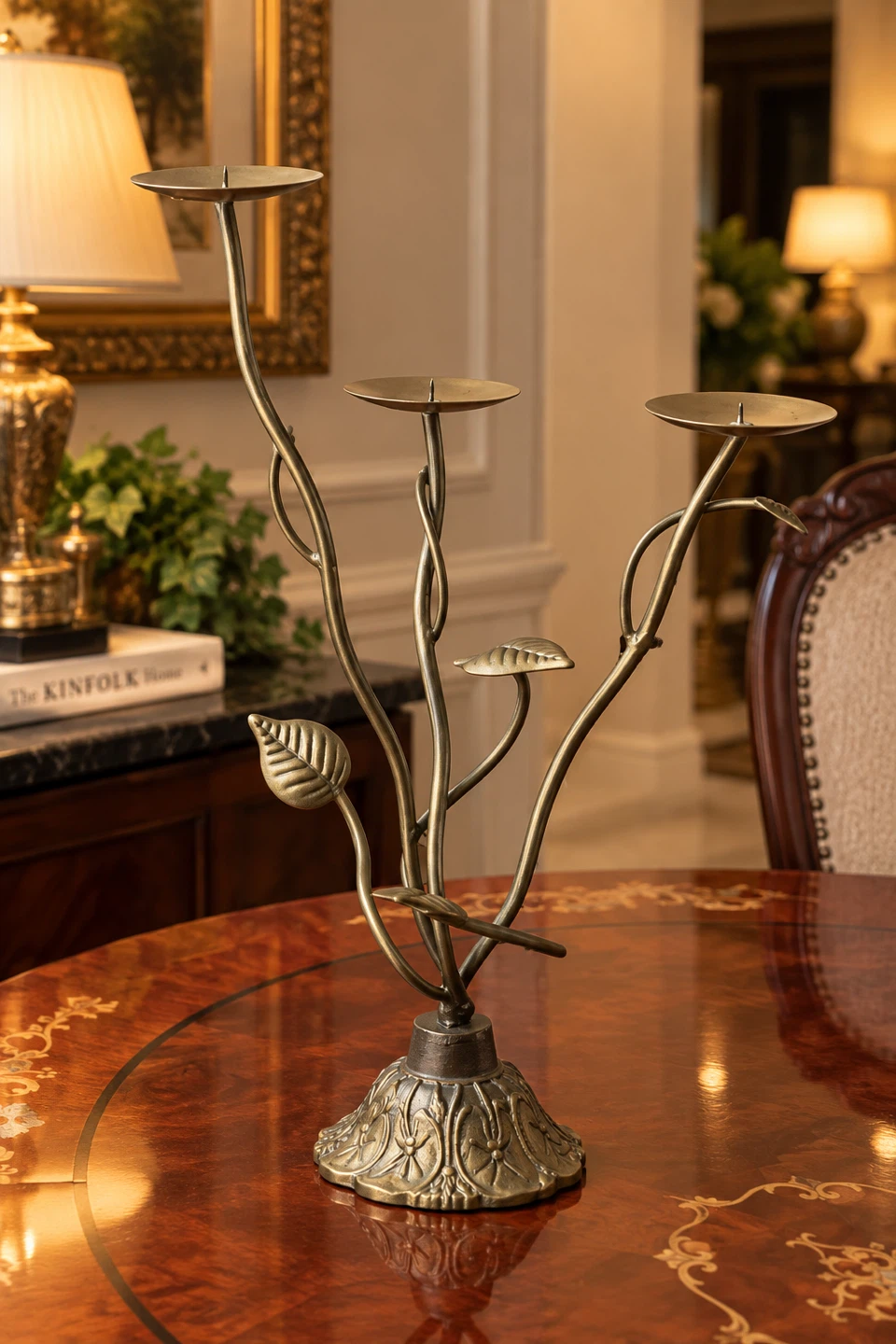 Three-Branch Antique Style Metal Candelabra - photo 2
