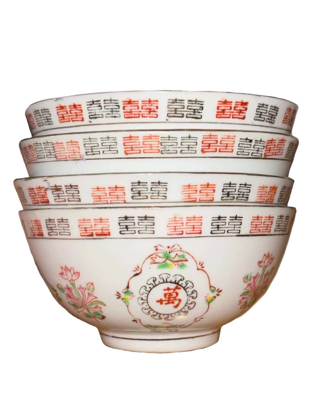 Vintage Chinese Porcelain Rice/Soup Bowls-Set of 4