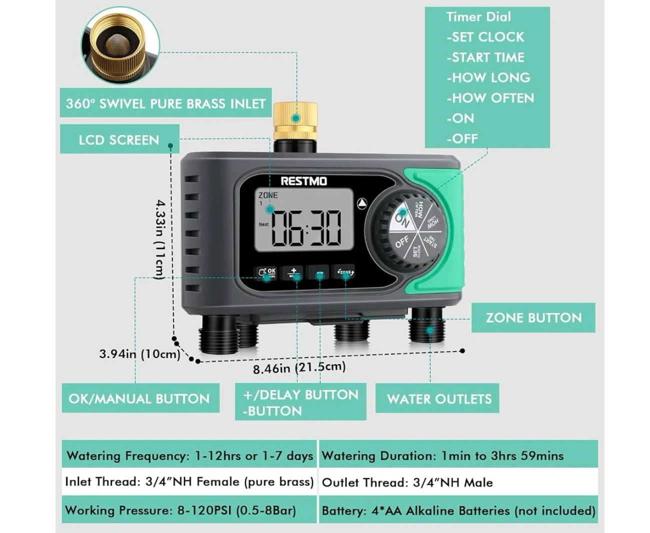 Restmo 4-Zone Sprinkler Timer - photo 5