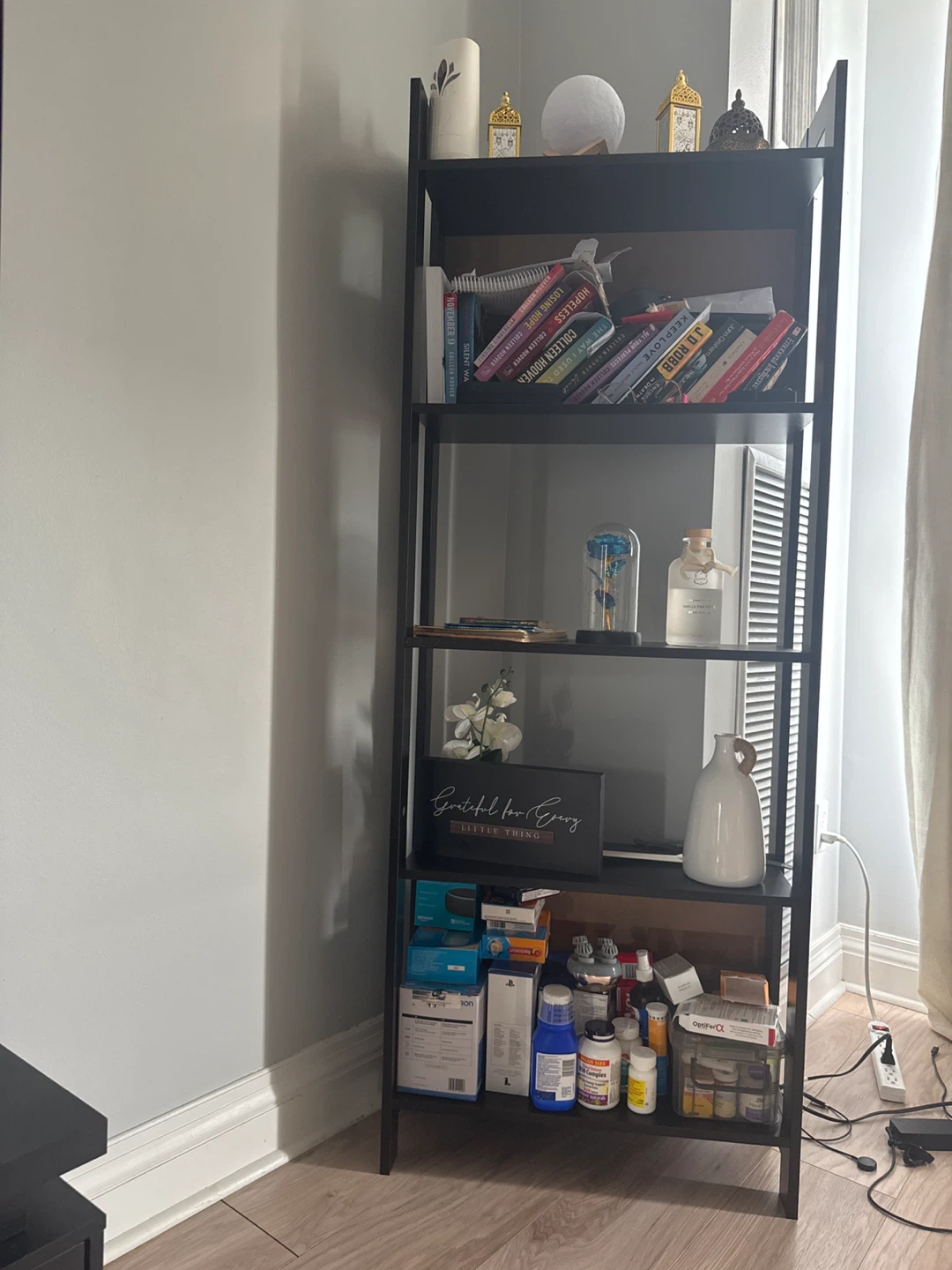 Black 5-Tier Tall Bookcase - photo 2