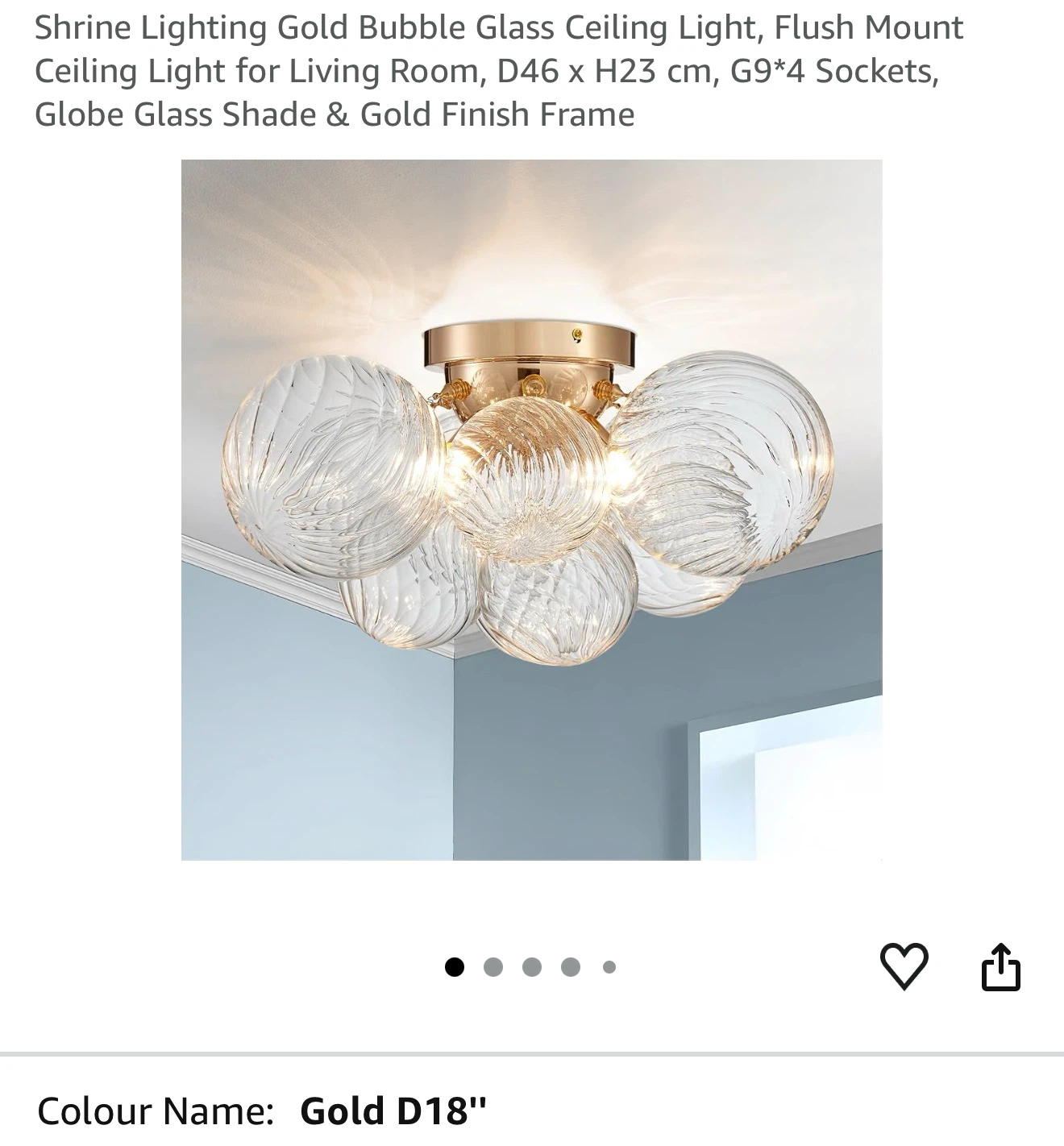 Shrine Lighting Gold Bubble Glass Flush Mount Ceiling Light