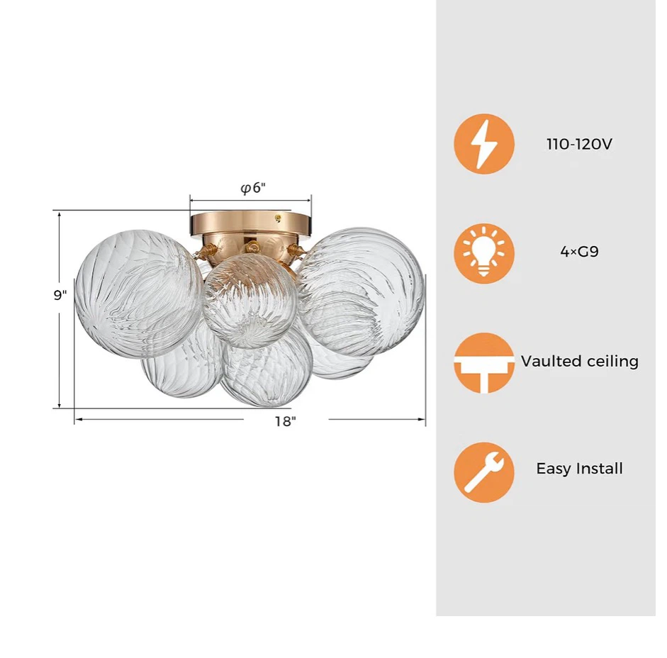 Shrine Lighting Gold Bubble Glass Flush Mount Ceiling Light - photo 2