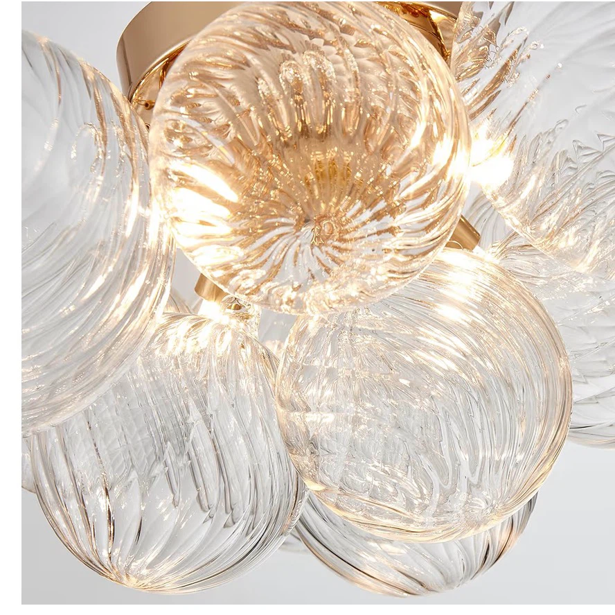 Shrine Lighting Gold Bubble Glass Flush Mount Ceiling Light - photo 4
