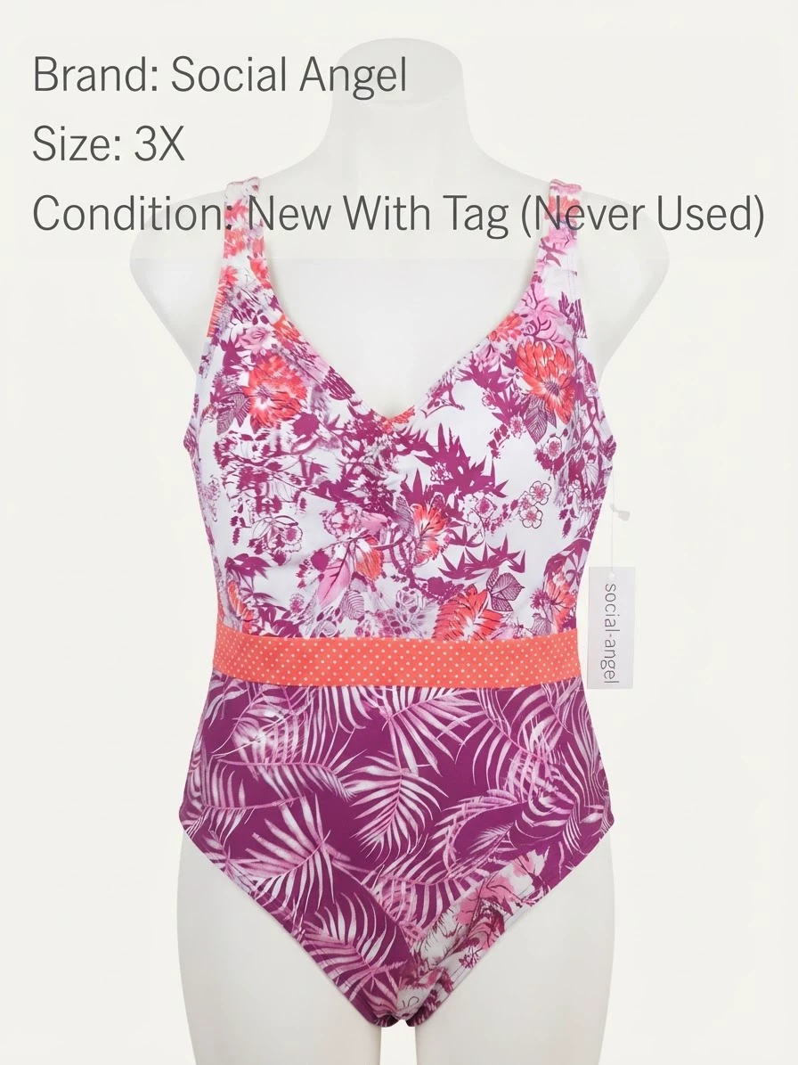 🏈 Social Angel One-Piece Swimsuit 3X New