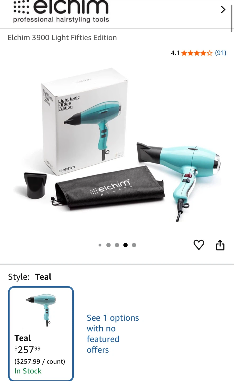 Elchim 3900 Light Fifties Edition Hair Dryer - No Box