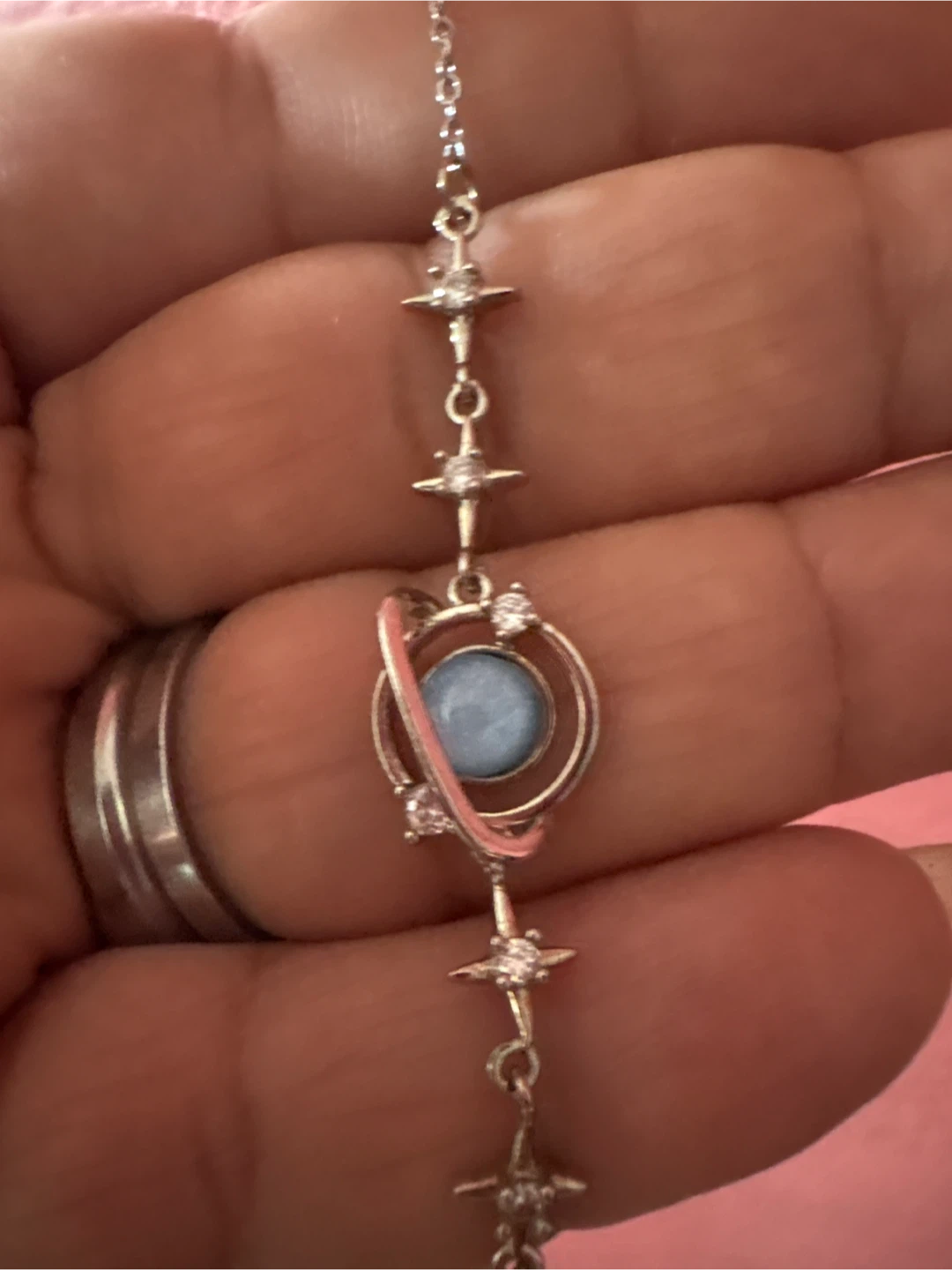 🏈 Planet Moonstone  Charm Bracelet with Gift Box