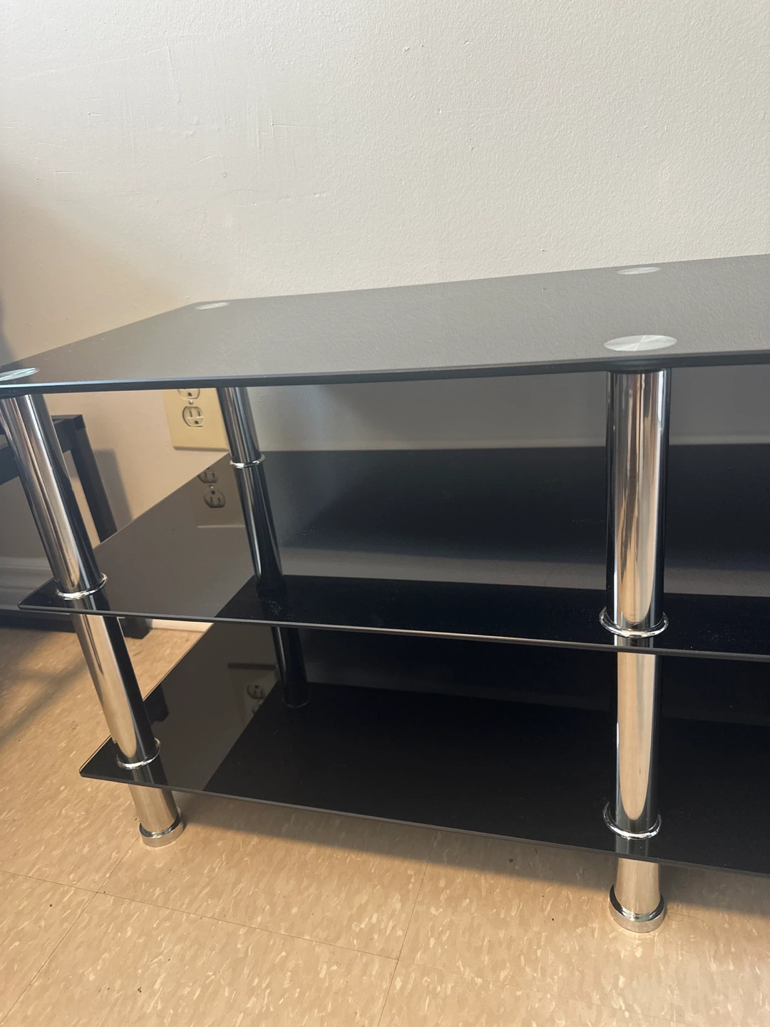 Modern Black Glass TV Stand - photo 2