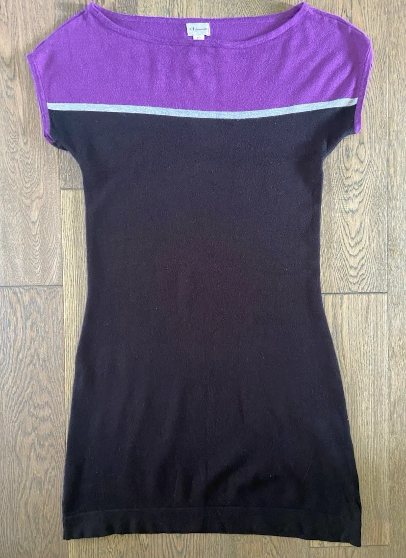 🏈 Dynamite Purple & Black Colorblock Knit Dress Size S 🏈