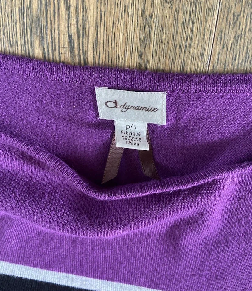 🏈 Dynamite Purple & Black Colorblock Knit Dress Size S 🏈 - photo 3