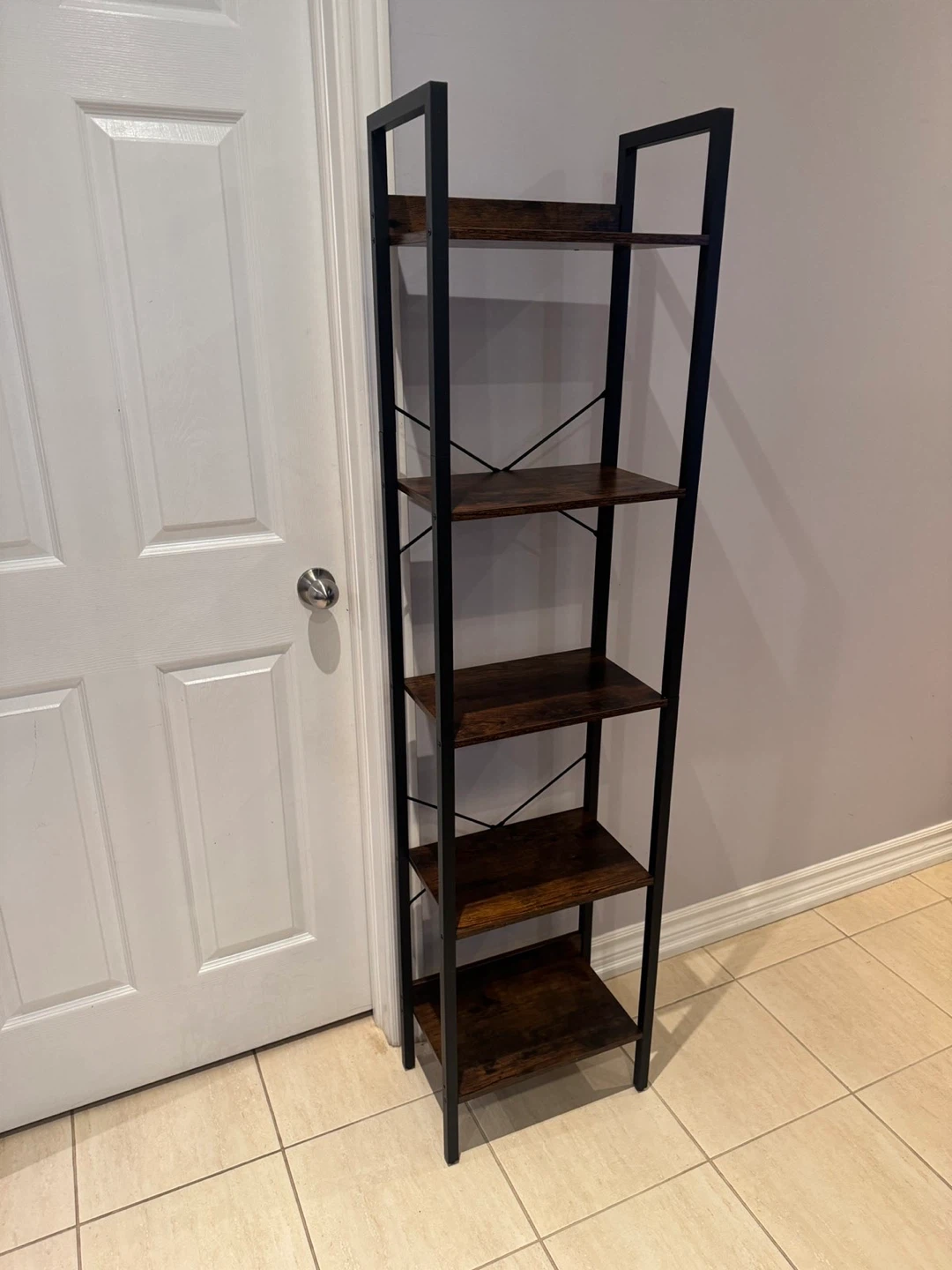 Rustic Industrial 5-Tier Tall Bookshelf