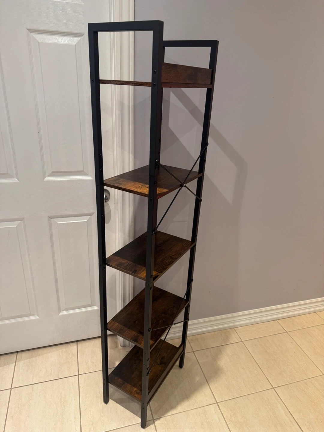 Rustic Industrial 5-Tier Tall Bookshelf - photo 4