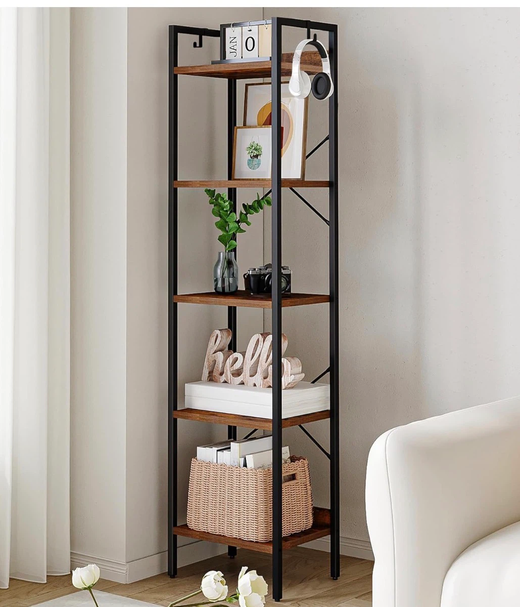 Rustic Industrial 5-Tier Tall Bookshelf - photo 5