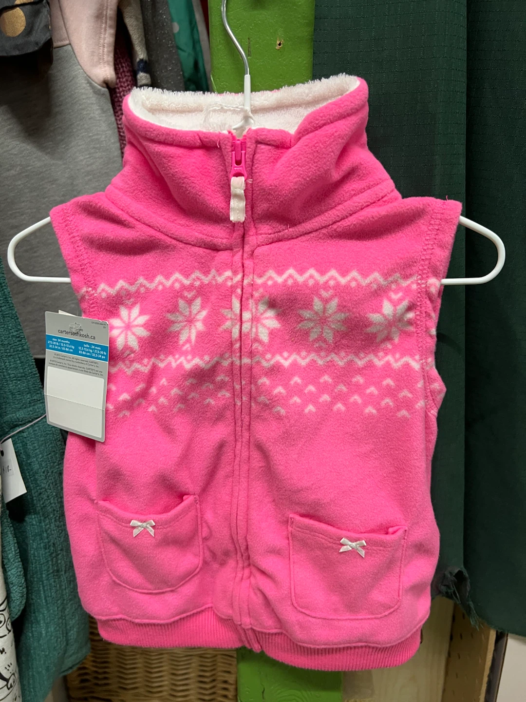 🏈 Carters Pink Fleece Vest 24 Months